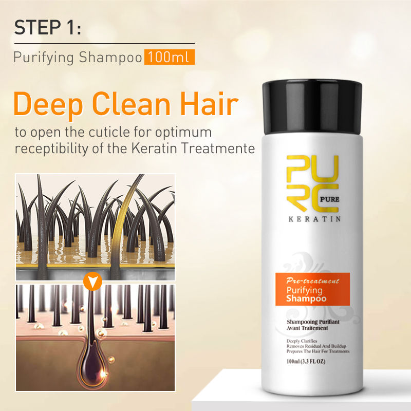 Thumbnail: PURC Brazilian Keratin Purifying Shampoo Set Smoothing Straightening Keratin Hai