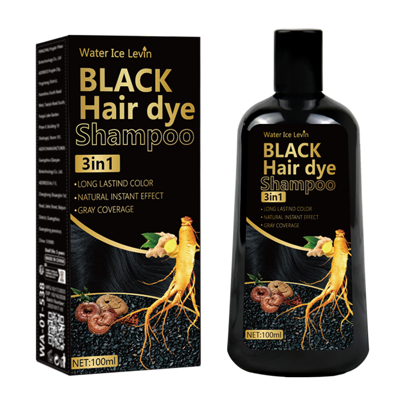 Thumbnail: Black Hair Dye Shampoo 3in1 with Ginger & Biotin - Long Lasting Color & Gray Cov