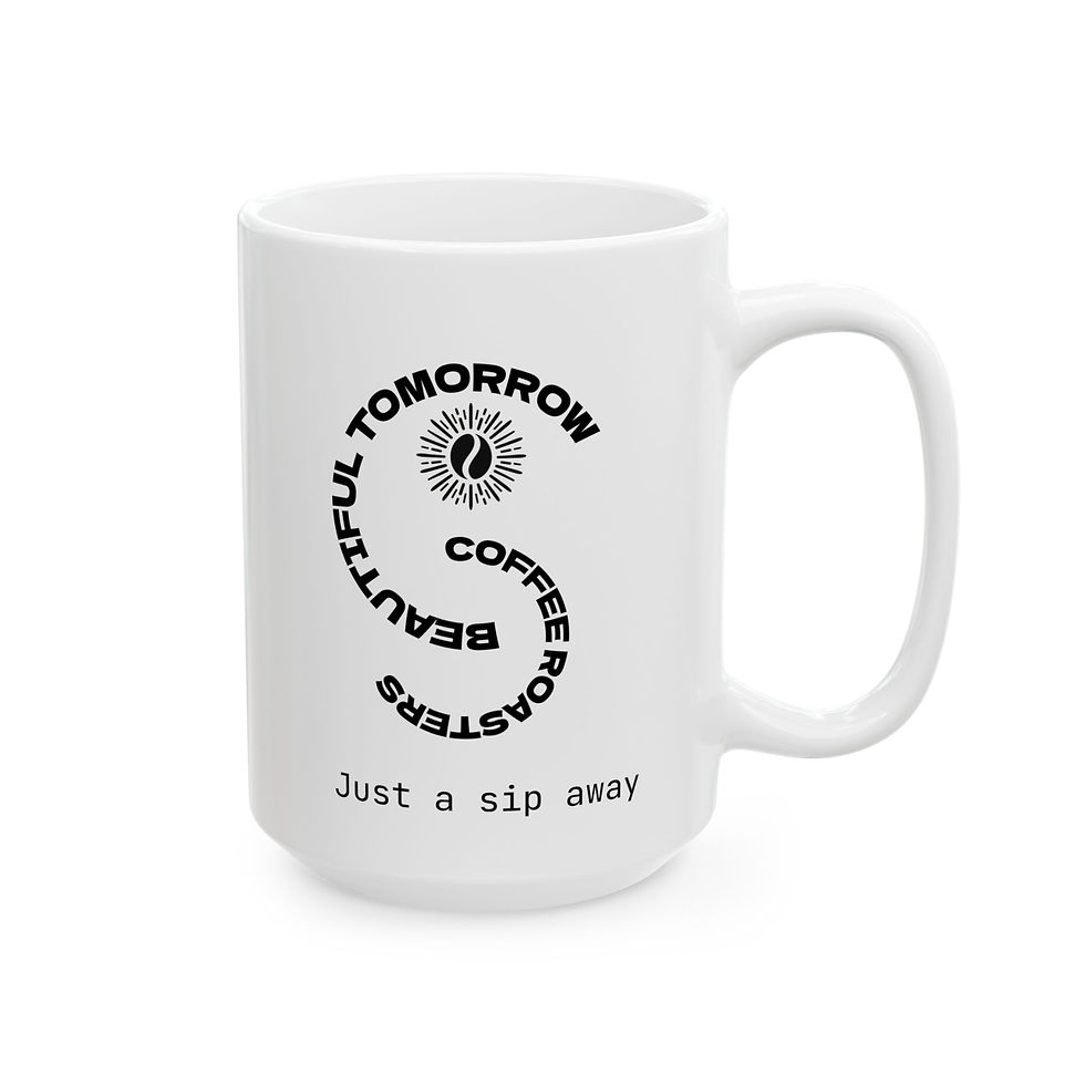 Thumbnail: White coffee mug with "BEAUTIFUL TOMORROW COFFEE ROASTERS Just a sip away" text.