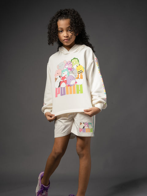 influencer model branding photoshoot for PUMA kids sneaker release with Squishmallows at au courag