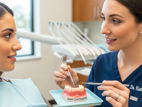 Dental consultation about gum contouring in a modern clinic setting