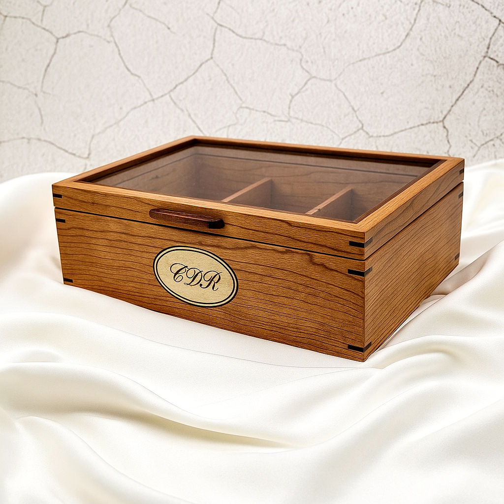 Personalized Cherry/ walnut watch box, display case, men's gift, Christmas Gifts, Anniversary Gifts