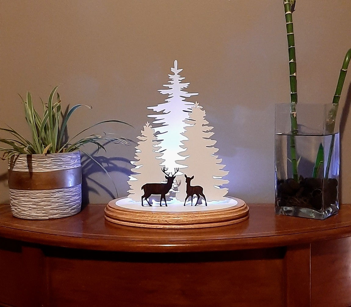 LED Landscape Centerpiece with Trees and Deer