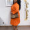 Thumbnail: Front Tie Orange Shirt Dress