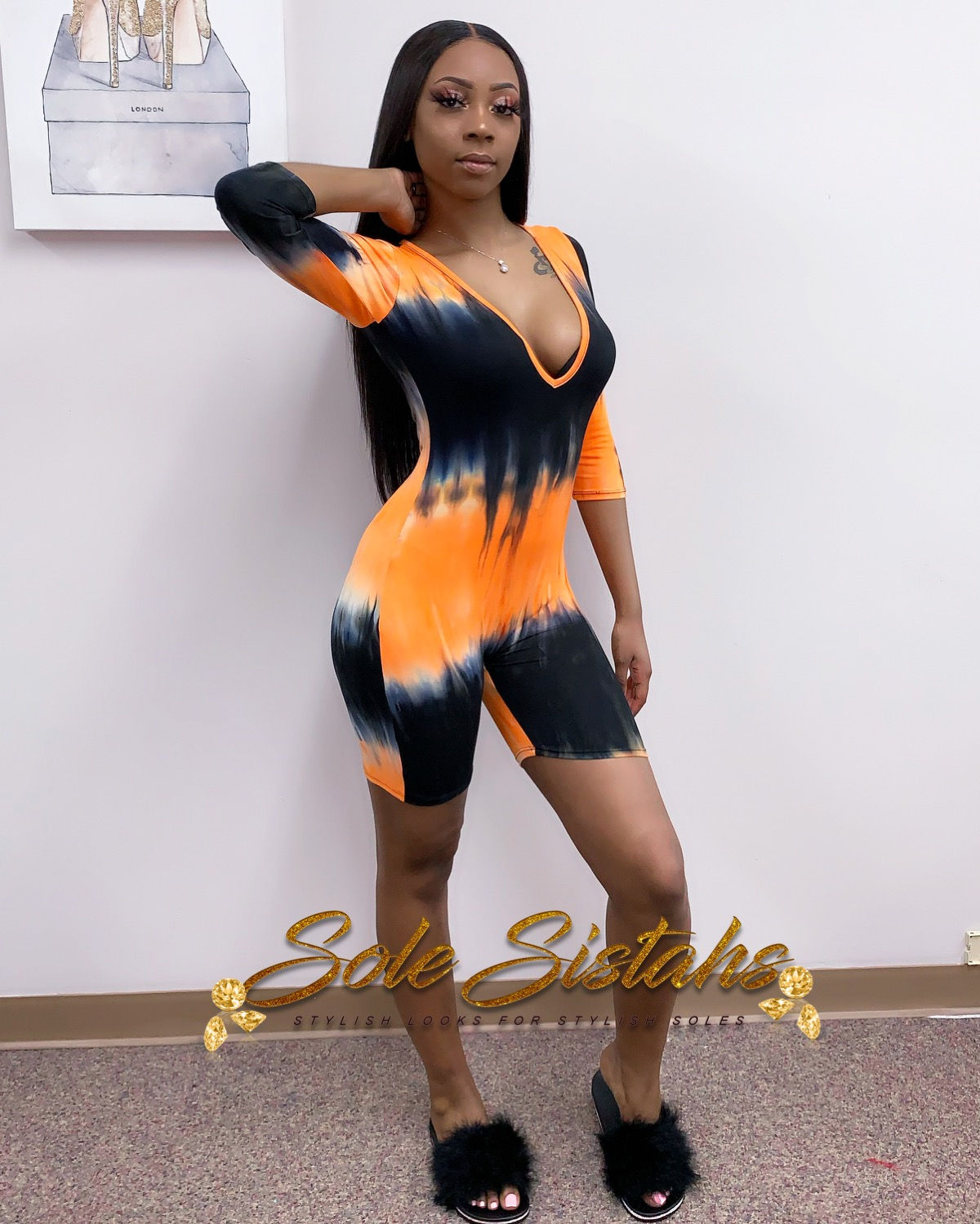 Tie Dye Romper-Orange 