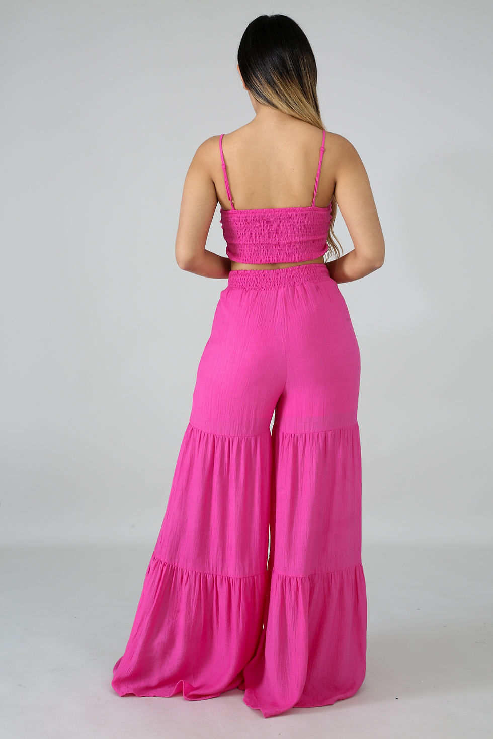 Thumbnail: Pink -Tie Crop Top & Bohemians Pant Set