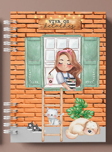 Miniatura: Caderno Universitário -Menina na Janela