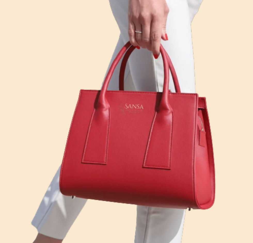 Thumbnail: L Vegan Shoulder Strap Tote Bag | Red