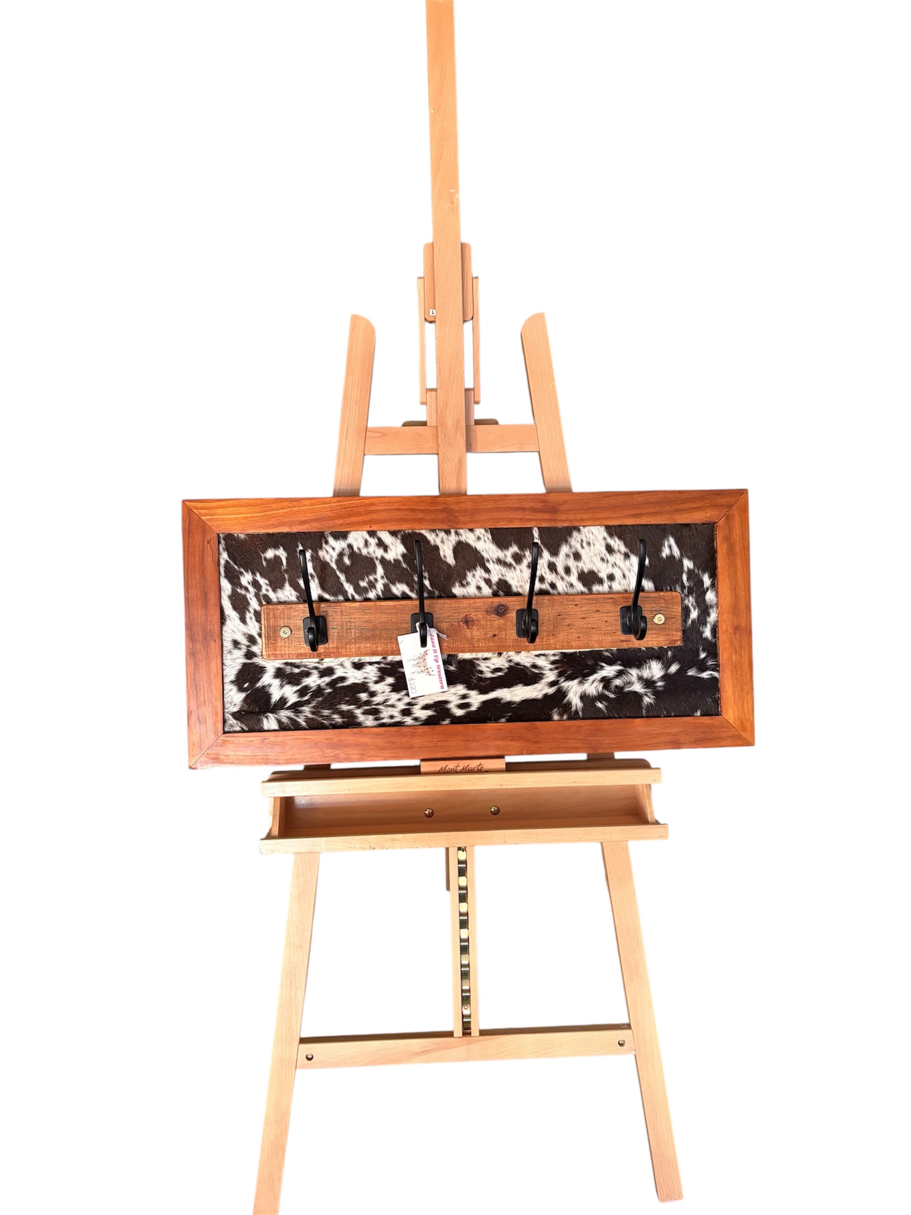 Light Stain Cowhide Coat Rack