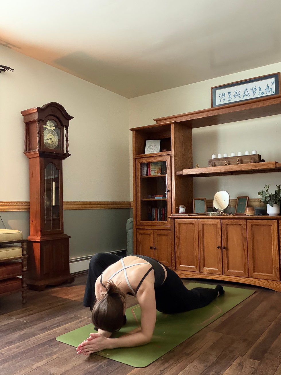 Woman doing lizard pose in yoga