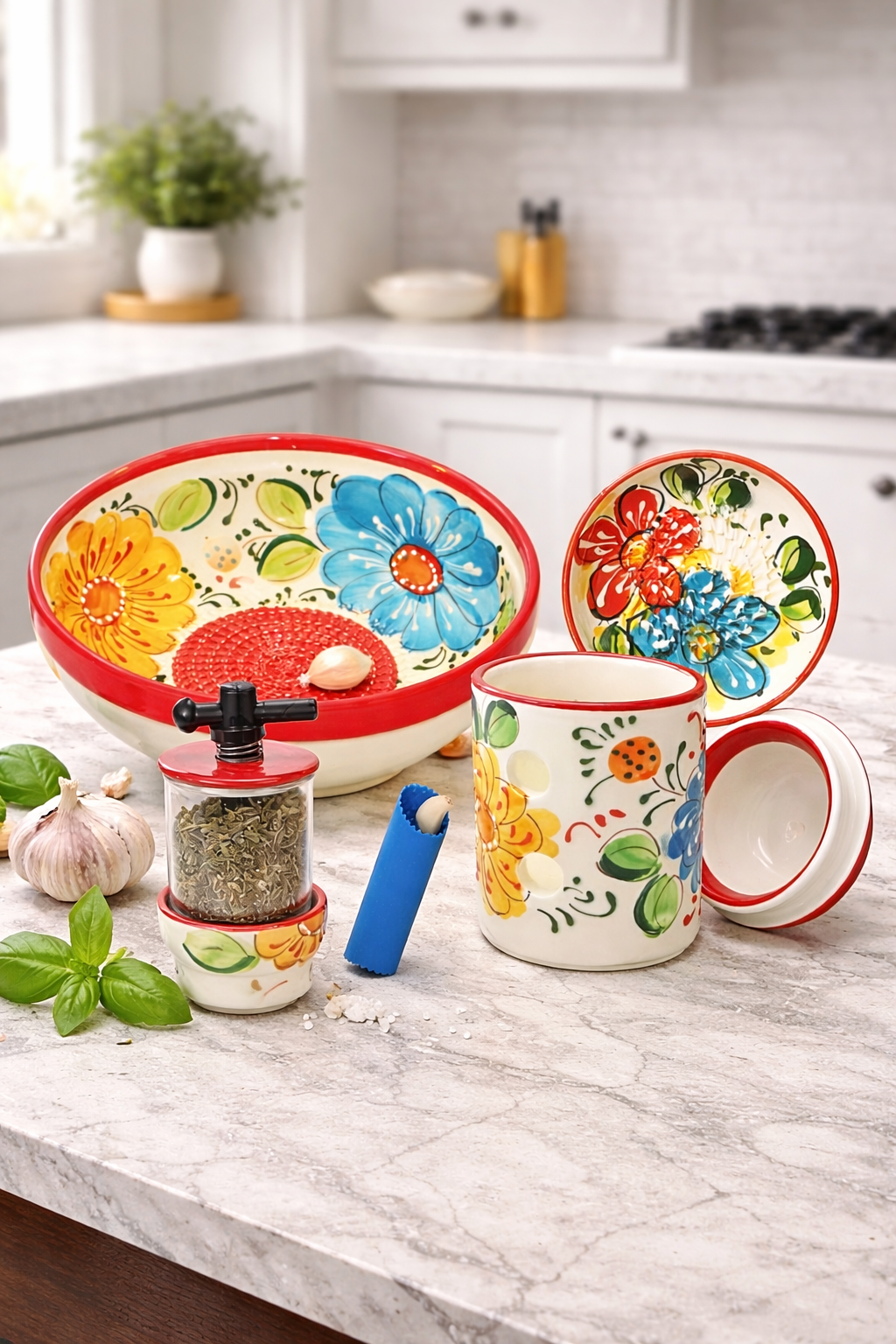 Complete Hand-Crafted Ceramic Garlic Set