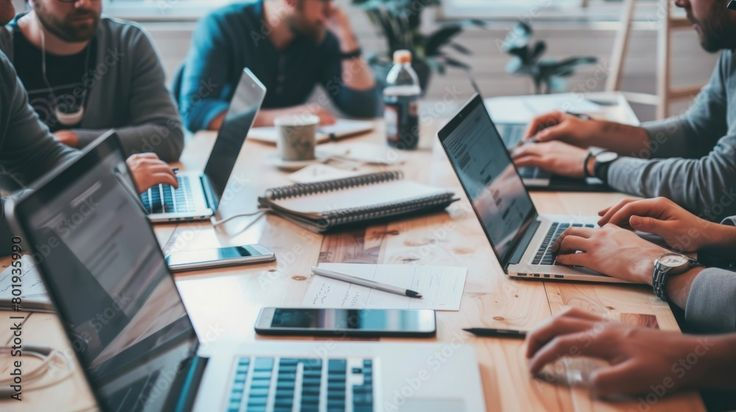 Equipo de firmas de gestión empresarial trabajando reunido
