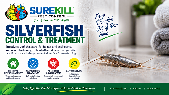 Surekill Pest Control technician inspecting a storage area for silverfish activity