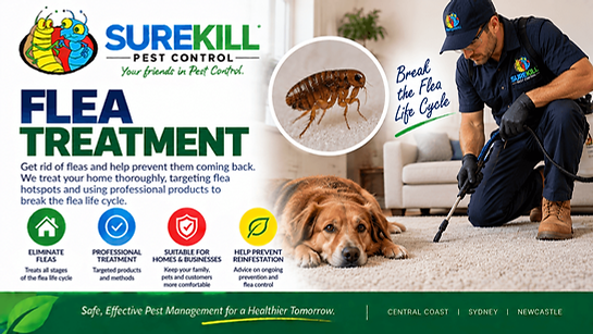 Professional flea treatment for homes, rental properties and businesses