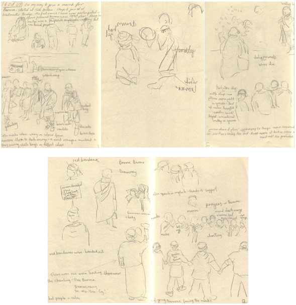 Marching for Burma - Drawings1-5