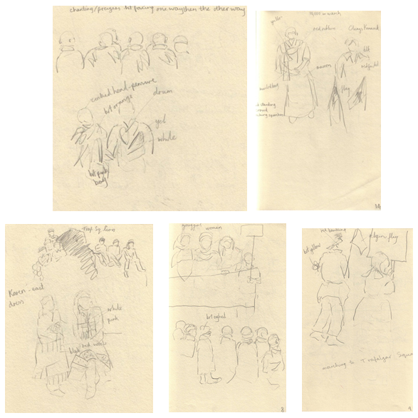 Marching for Burma - Drawings 11-14