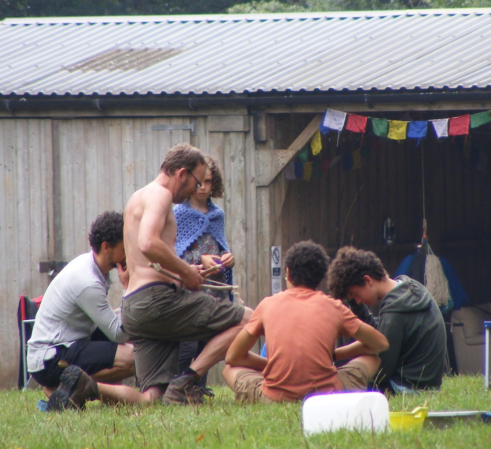 Friction fire making with Sacred Hearth Friction Fire