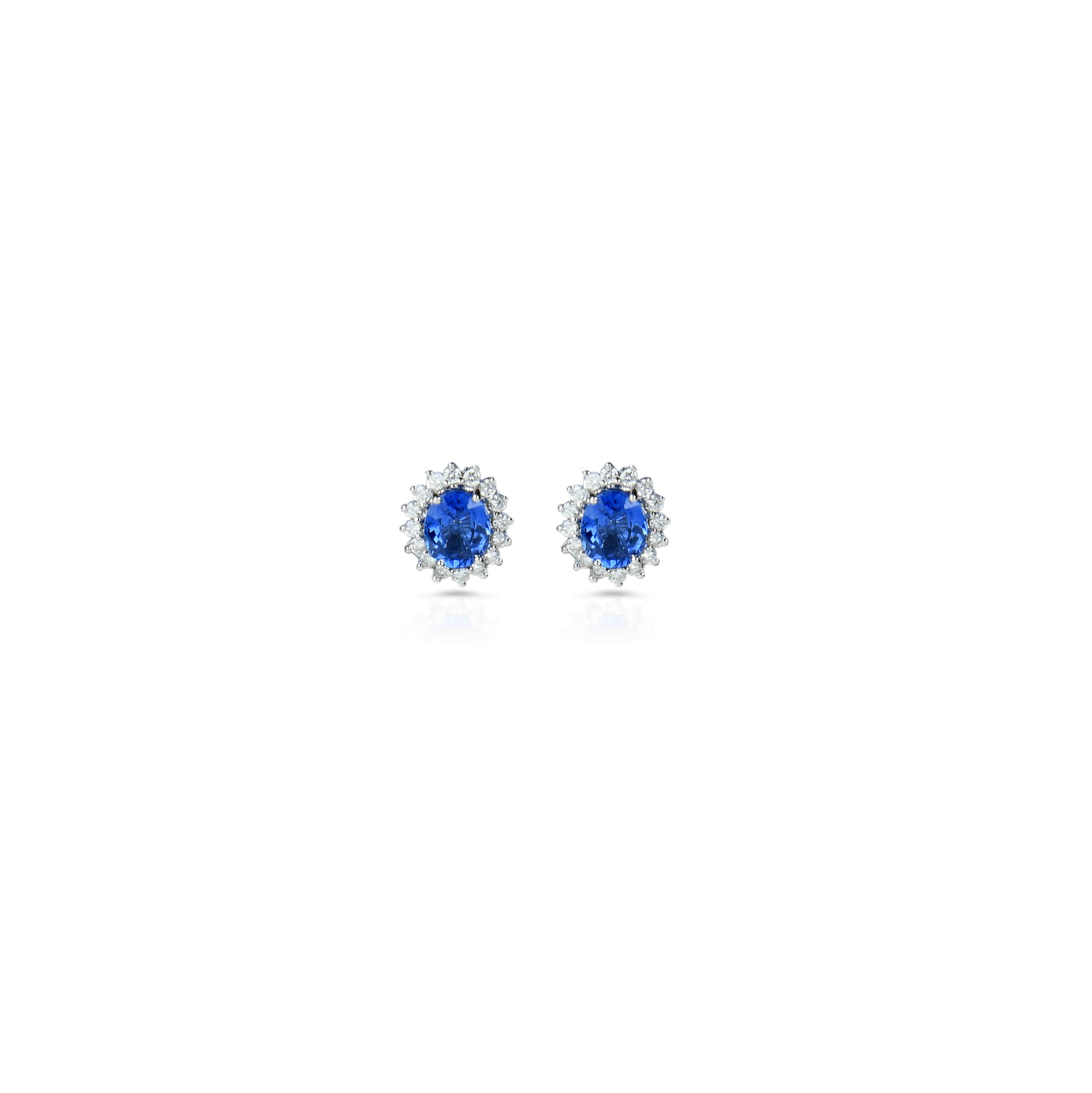 Diamond and Sapphire Stud Earrings in 18K Gold