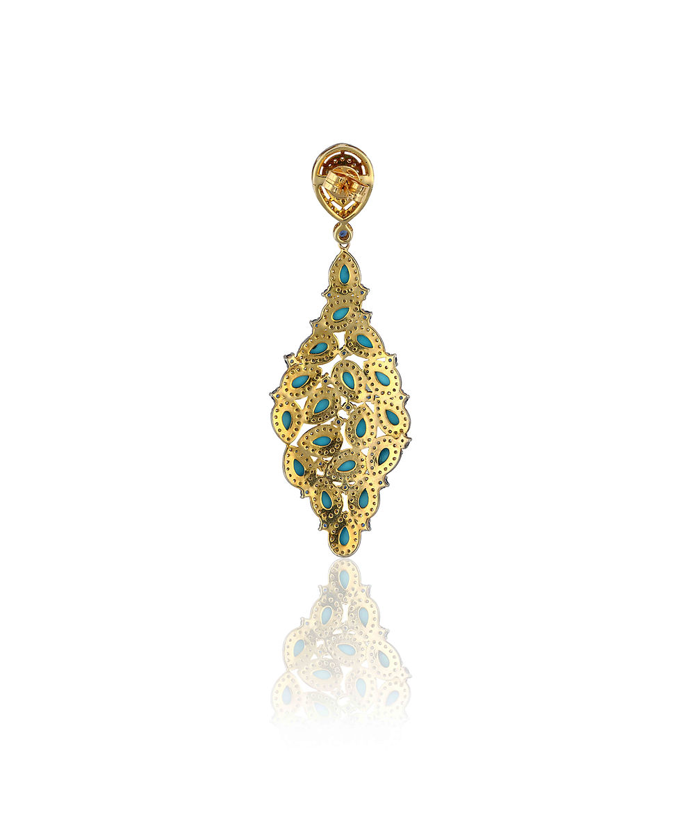 Thumbnail: art deco turquoise diamond sapphire chandelier earrings