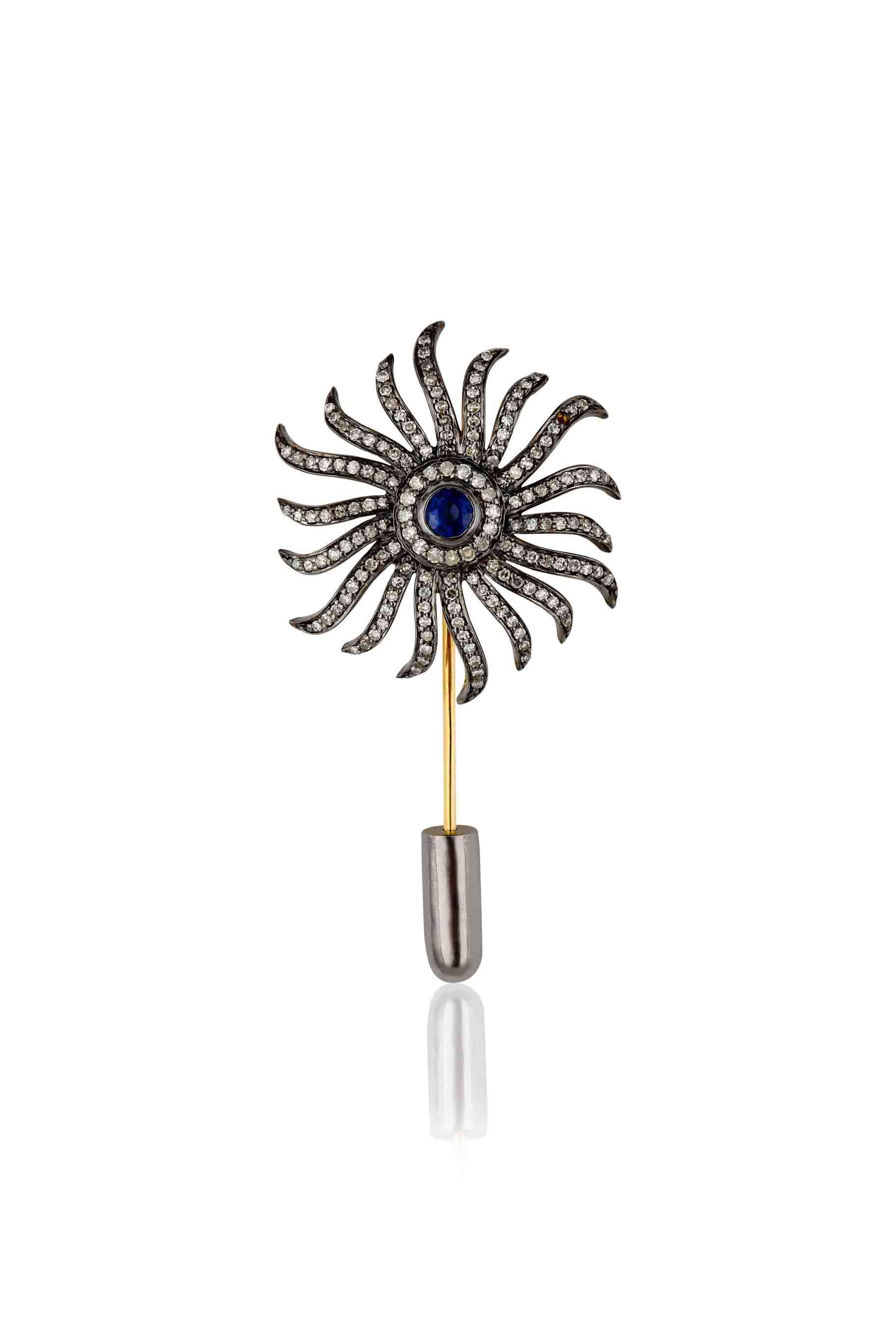 art deco sapphire diamond starburst pin brooch