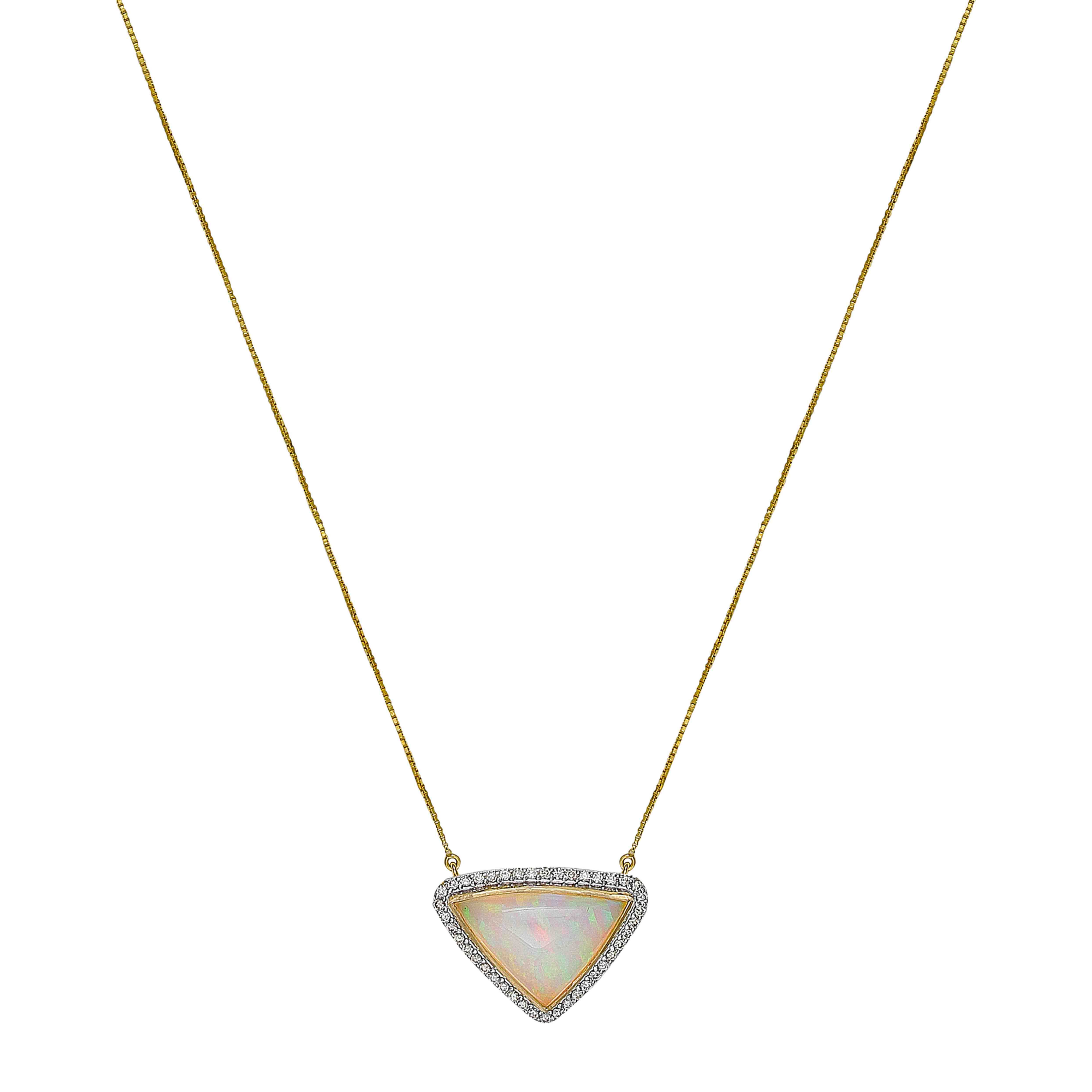 Diamond Pendent with Opal set in 14k Gold