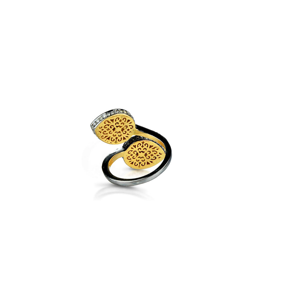 Thumbnail: art deco ring double circle diamonds