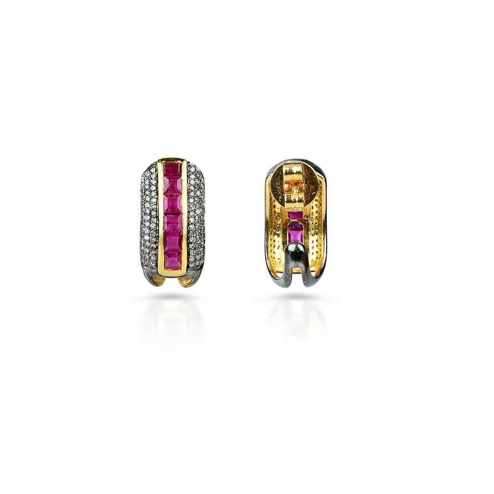 Thumbnail: art deco ruby diamond stud earrings