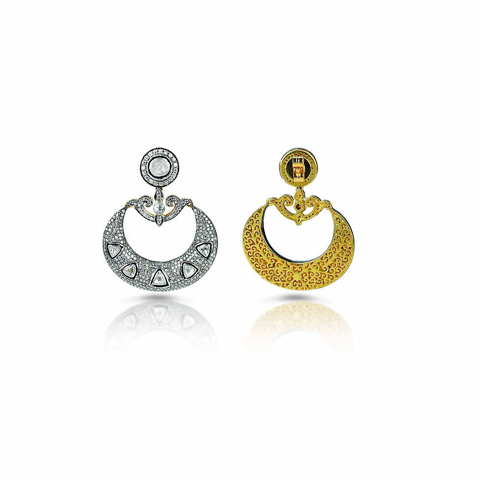 Thumbnail: polki diamond chandbali chandelier earrings