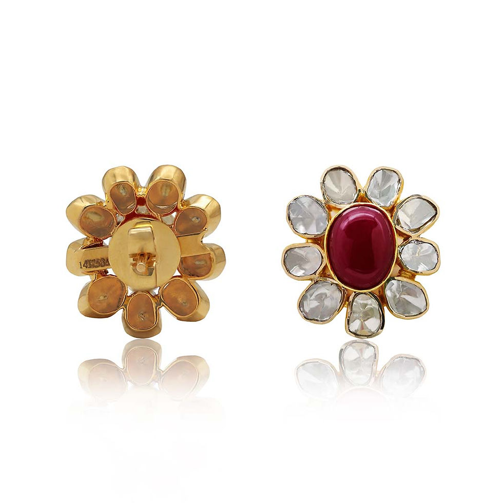 Thumbnail: jadau earrings with rubies diamonds 18K gold