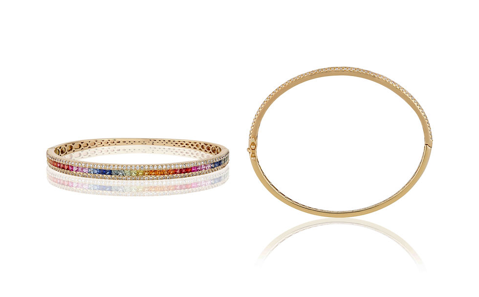 Thumbnail: sapphire diamond bangle in gold