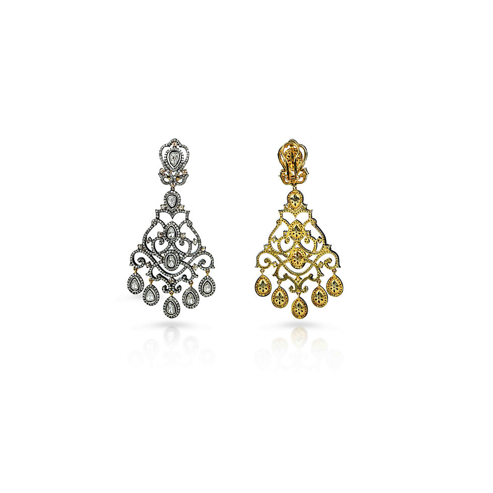 Thumbnail: art deco classic diamond chandelier earrings
