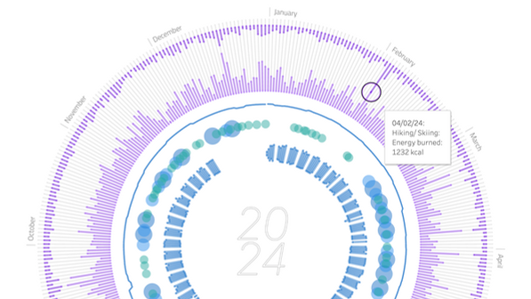 Data visualization of 365 days of Apple Health data