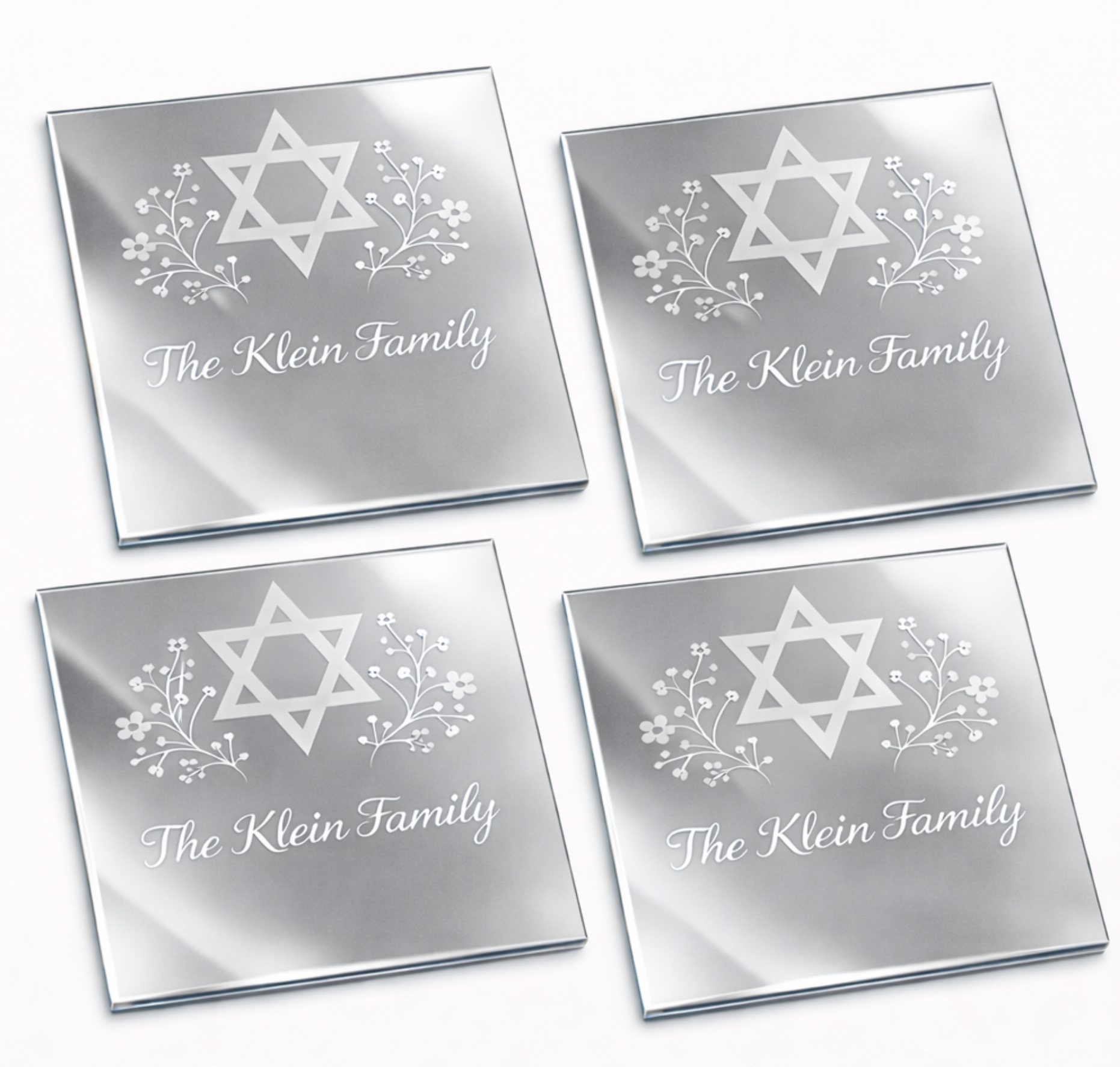 Engraved Mirror Acrylic Coasters- Sets Available