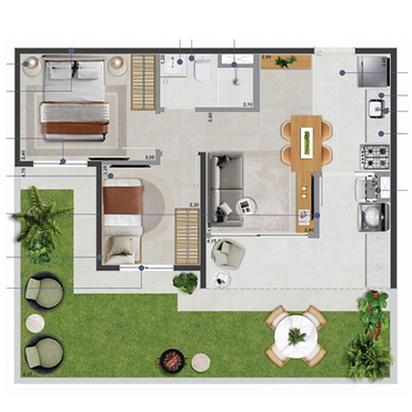 Quarta opção de planta dos apartamentos