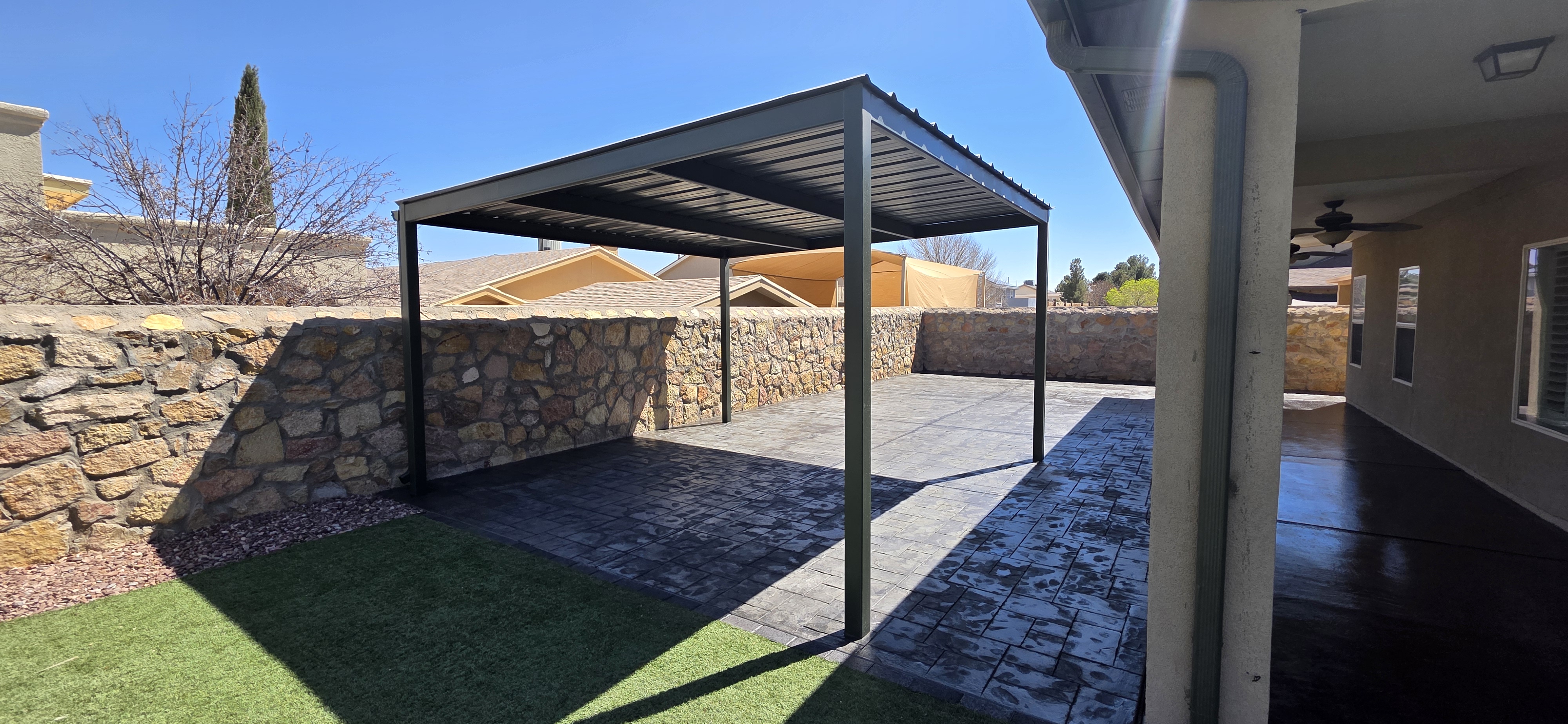 Steel Pergola & Stamped Concrete Patio El Paso TX