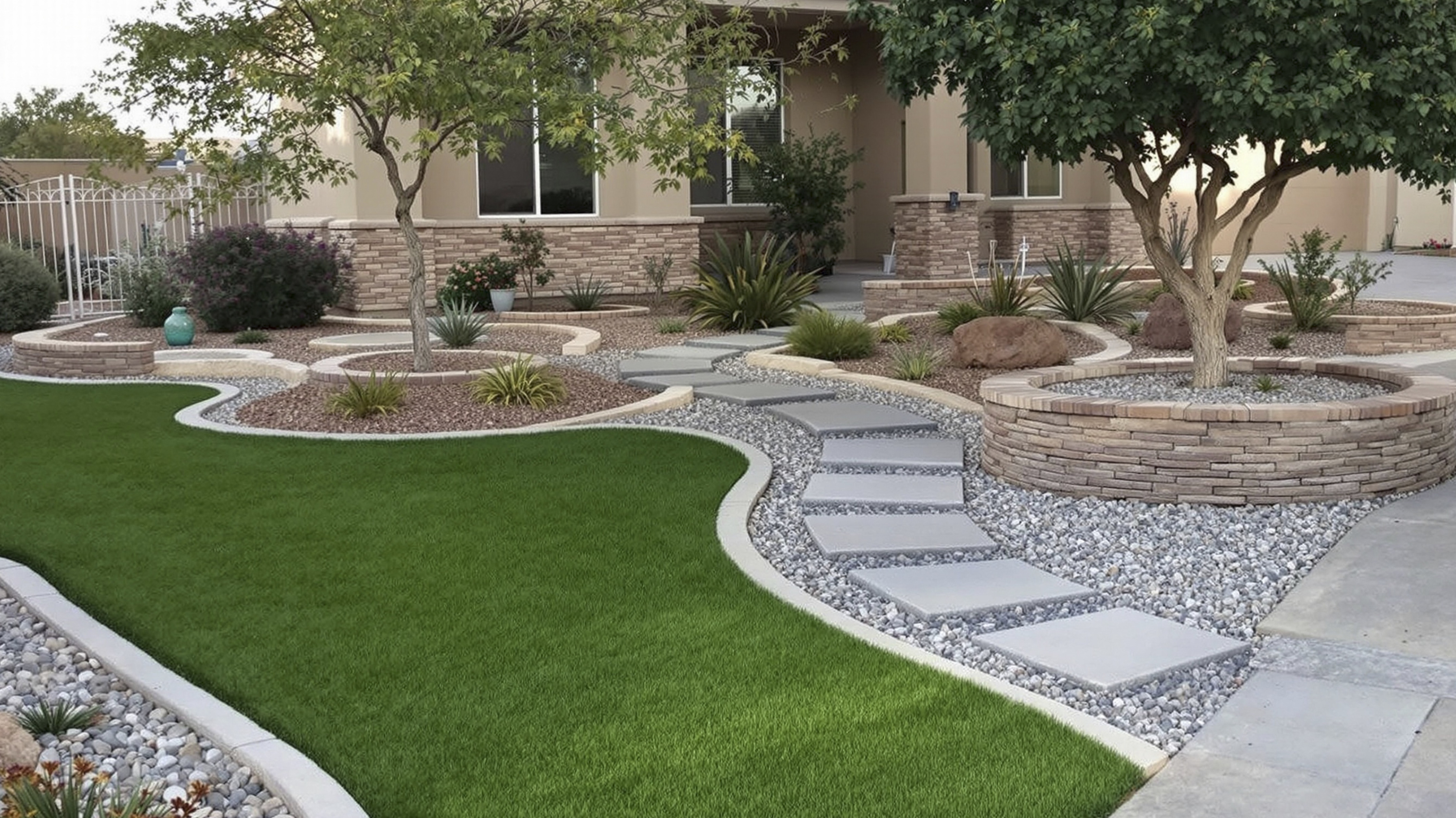 xeriscaping with decorative rock El Paso TX