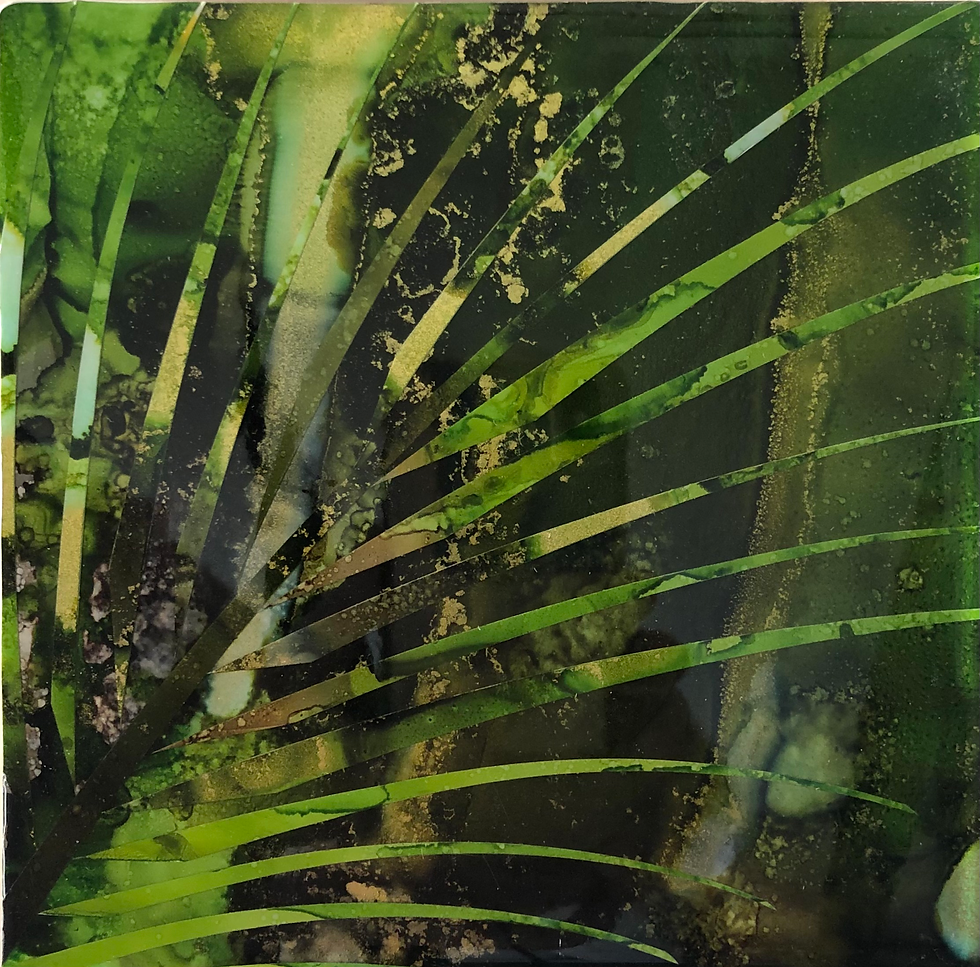 "Island Hideaway" - 6 x 6 inch mixed media original artwork