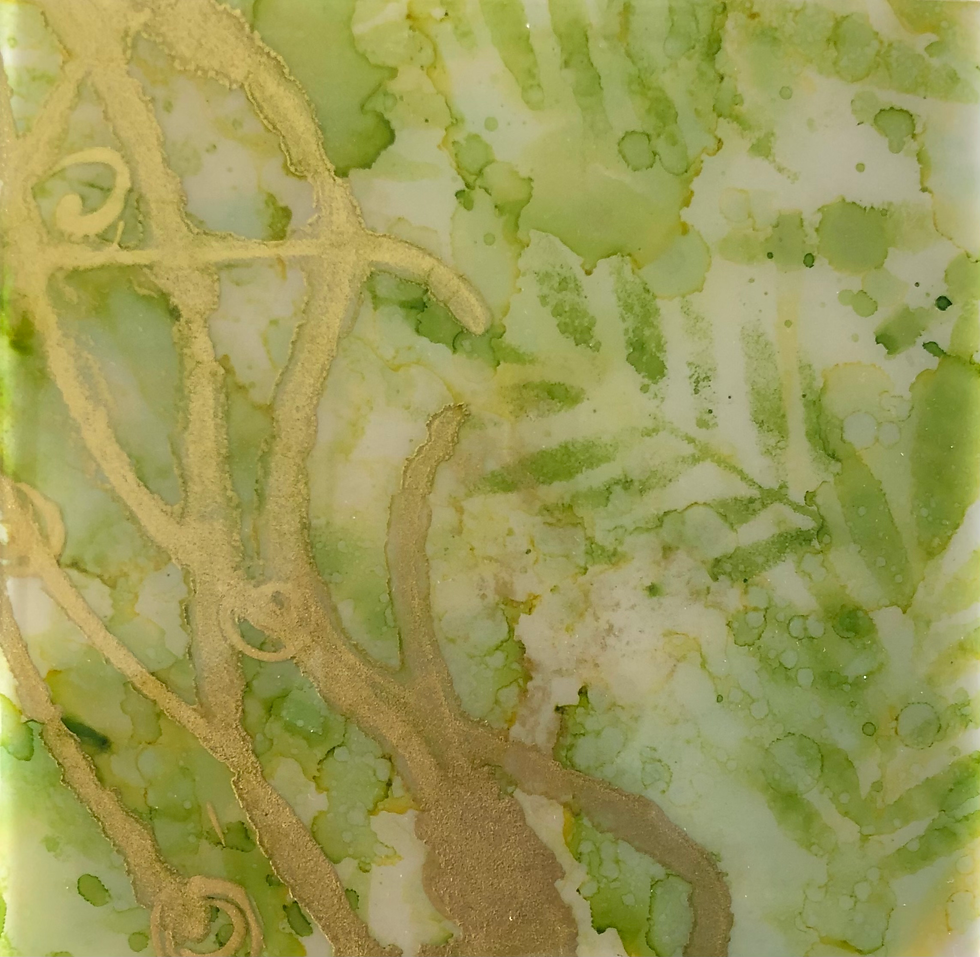 "Spring Wonderland" - 6 x 6 inch mixed media original art