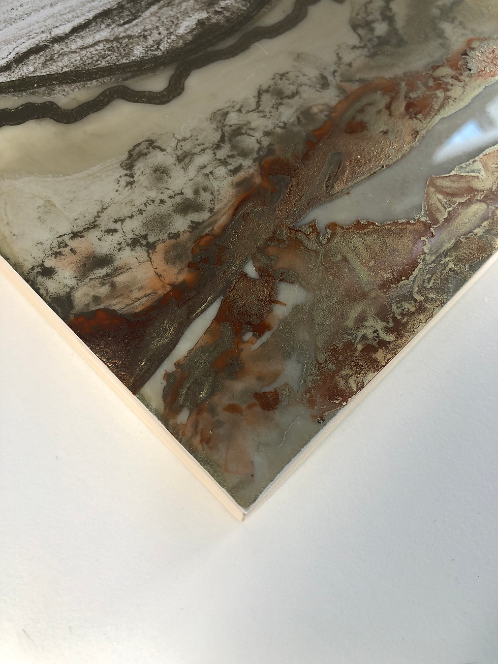 "Coastal Quartz" - 8 x 8 inch mixed media original art