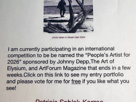 Only two more days to go in the first round of "The People's Artist" competition ! I'm currently #3 and only the top 20 in my category will advance. Please continue to vote for me daily!