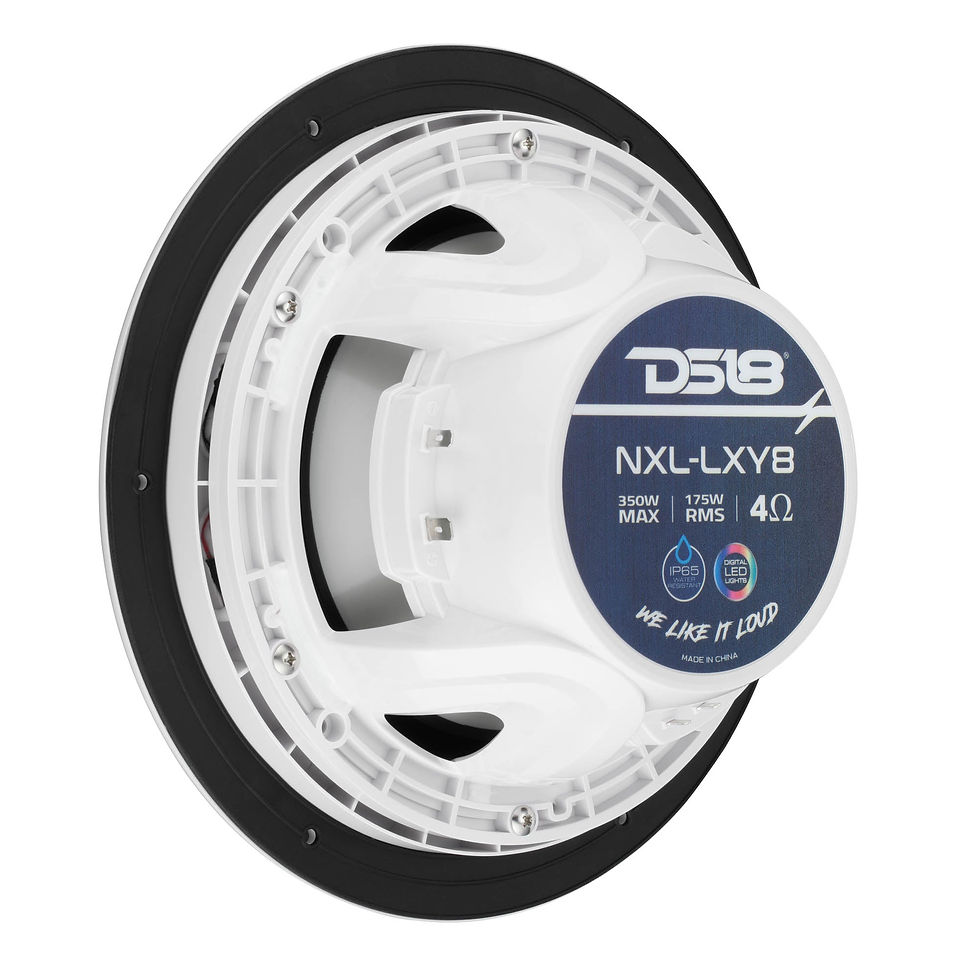 Thumbnail: Luxury 8” 2-Way Marine Coaxial Speaker with Digital LED Lights and Flush Magnetic Mount Grille | 175W RMS 4-Ohm