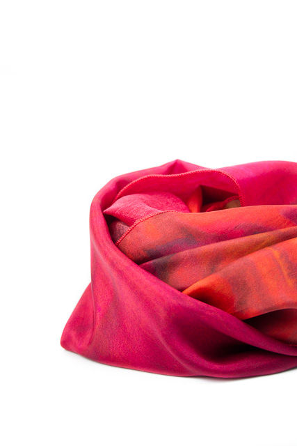 Thumbnail: Ethereal Mixed Silk Infinity Scarf: Pinkberry