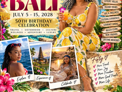 🌴✨ YOU FOUND THE INVITATION: COME CELEBRATE MY 50TH IN BALI! ✨🌴
Save the Date