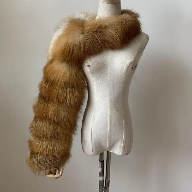 Thumbnail: BEIZIRU Women's Real Fur Coat Silver Fox Red Fox Two Sleeve 60CM Length Naked