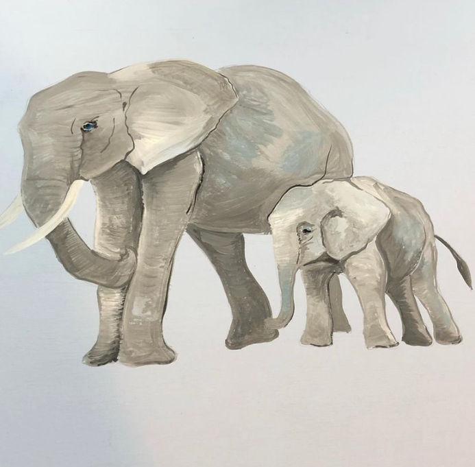 Elephant wall mural for a jungle themed room