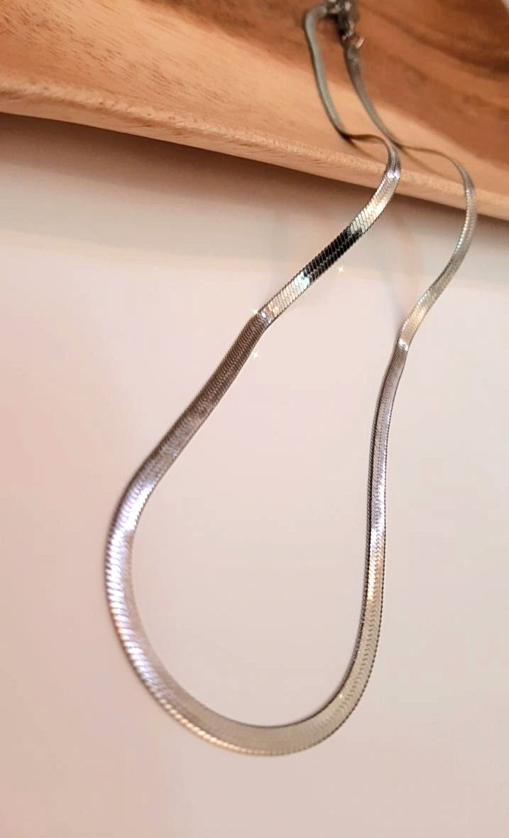 Miniatura: Choker malha fita prata