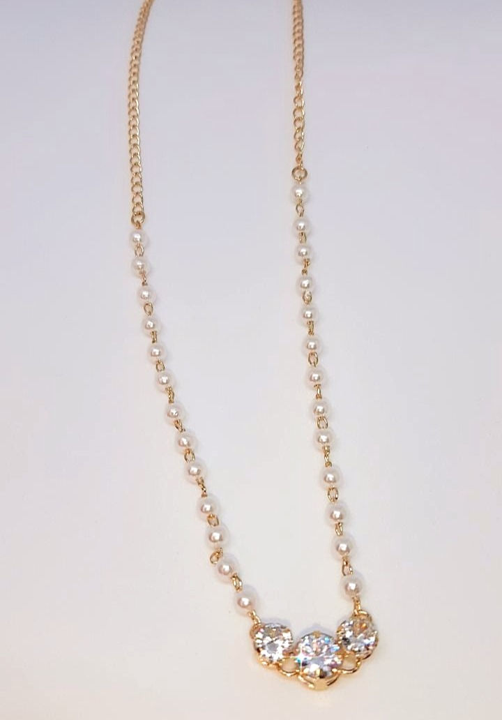 Choker perolas Zircônia  banhado ouro KelBi