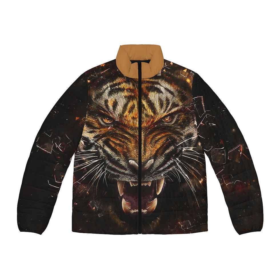 Men's Fierce Tiger Puffer Jacket (AOP)