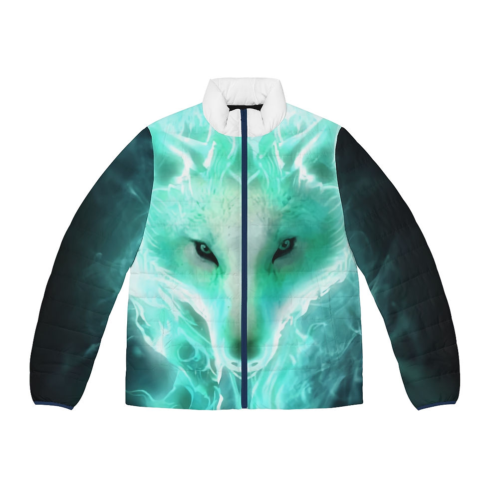 Men's Electric Wolf Puffer Jacket (AOP)