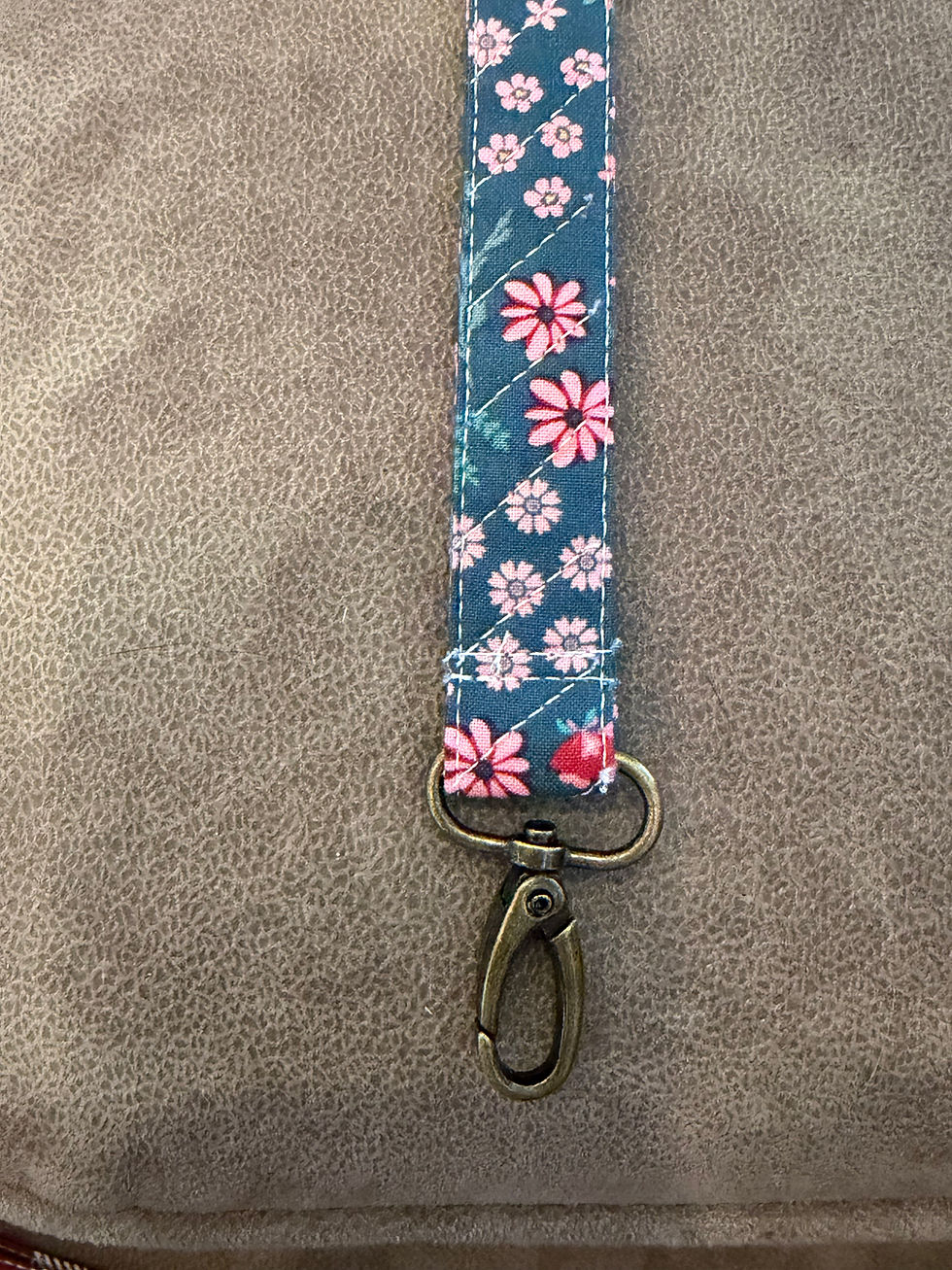 Thumbnail: Hand Made Quilted Wristlet Keychain | Fabric Key Fob 6